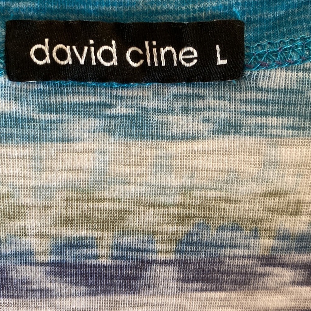 David Cline Long Sleeve Blue Black Navy Aqua Stripe Snake T-Shirt Dress Large - Picture 4 of 7